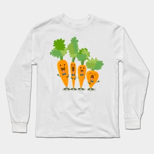 Cute funny carrot quartet cartoon illustration Long Sleeve T-Shirt